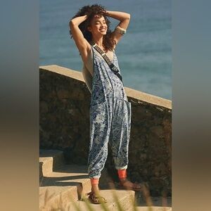 FREE PEOPLE Movement Printed Hot Shot Onesie in Indigo Combo